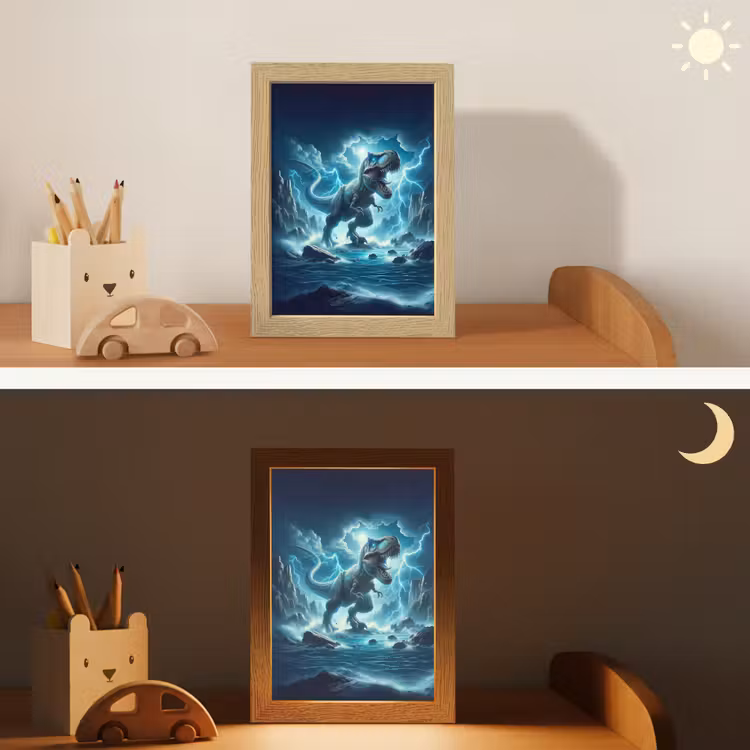 Dino - Blauw - Jongens Light Box met kabel klein -sfeer3_kind