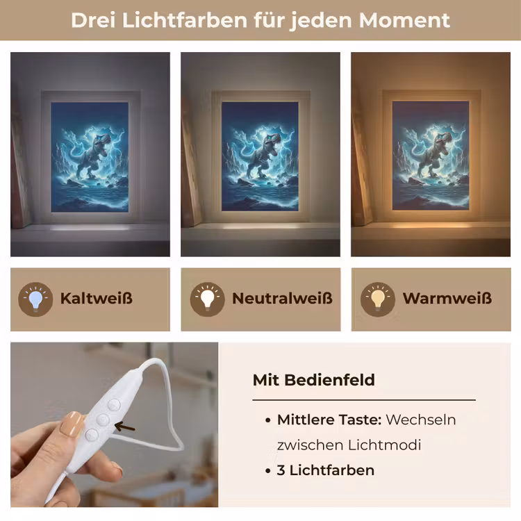 Dino - Blauw - Jongens Light Box met kabel klein -USP_lichtkleurDE
