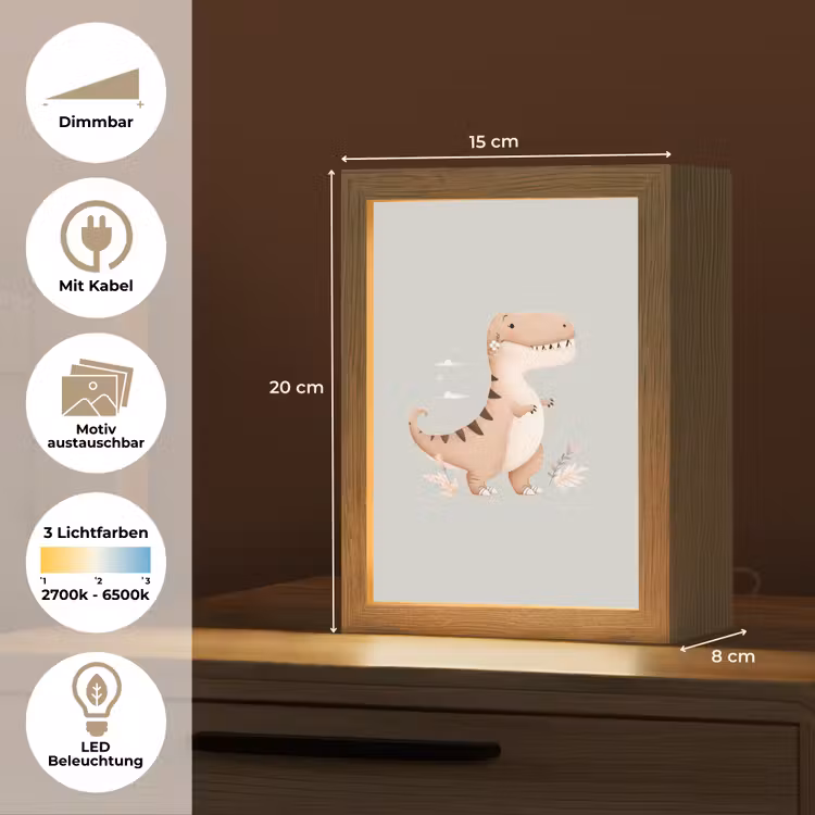 Dino - Bloemen - Blauw Light Box met kabel (Kinderlampje) klein -USP_websiteoverzichtDE