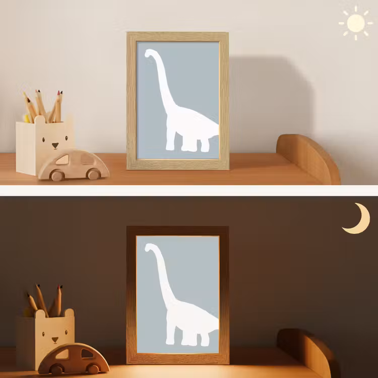 Dino - Brachiosaurus - Dinosaurus - Blauw Light Box met kabel klein -sfeer3_kind