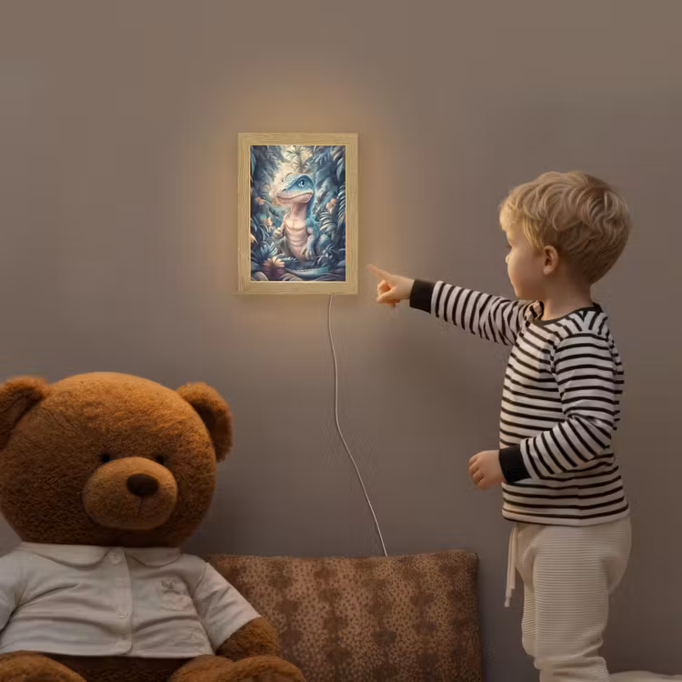 Dino - Jungle - Blauw Light Box met kabel klein -sfeer4a_kind