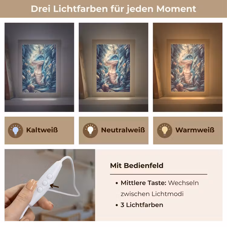 Dino - Jungle - Blauw Light Box met kabel klein -USP_lichtkleurDE