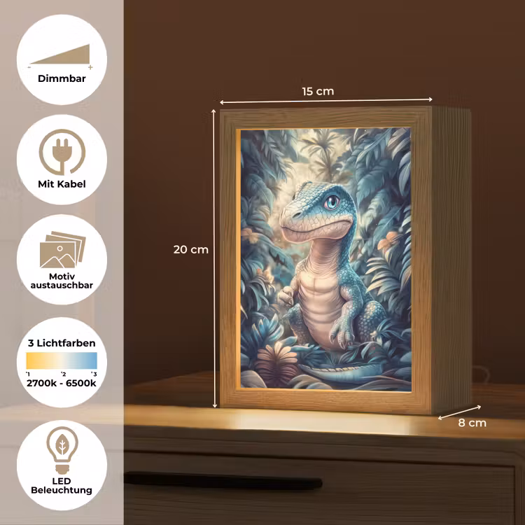Dino - Jungle - Blauw Light Box met kabel (Kinderlampje) klein -USP_websiteoverzichtDE