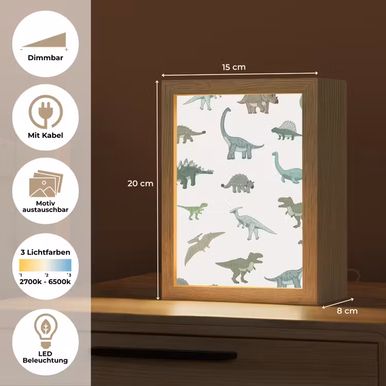Dino - Groen - Jongens - Dinosaurus - Blauw Light Box met kabel (Kinderlampje) klein -USP_websiteoverzichtDE