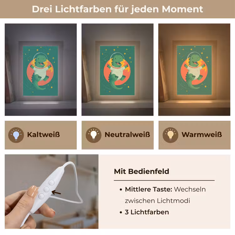 Dino - Groen - Planeet Light Box met kabel klein -USP_lichtkleurDE