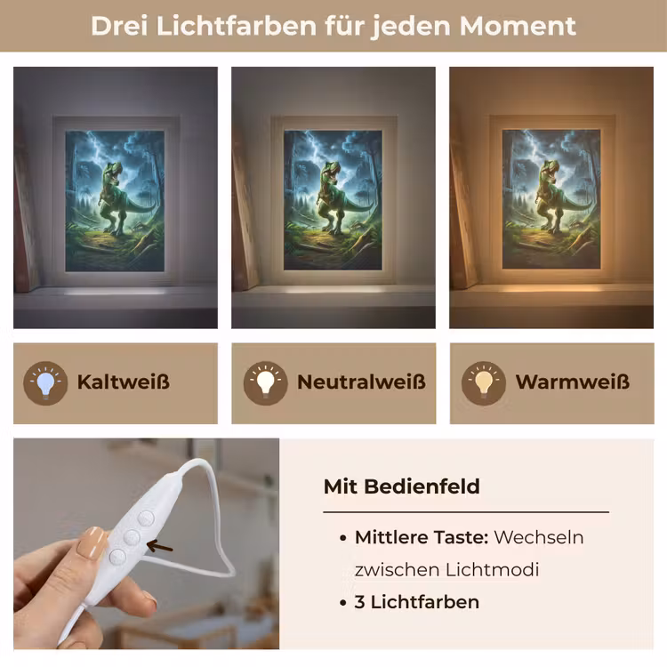 Dino - Jongens - Groen - Blauw - T-Rex Light Box met kabel klein -USP_lichtkleurDE