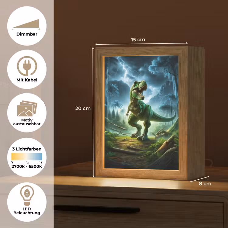 Dino - Jongens - Groen - Blauw - T-Rex Light Box met kabel (Kinderlampje) klein -USP_websiteoverzichtDE