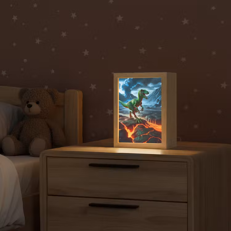 Dino - Lava - Groen - Jongens Light Box met kabel klein -sfeer1_kind