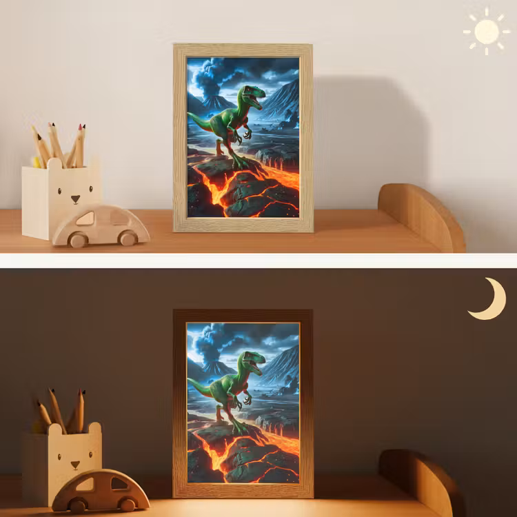 Dino - Lava - Groen - Jongens Light Box met kabel klein -sfeer3_kind