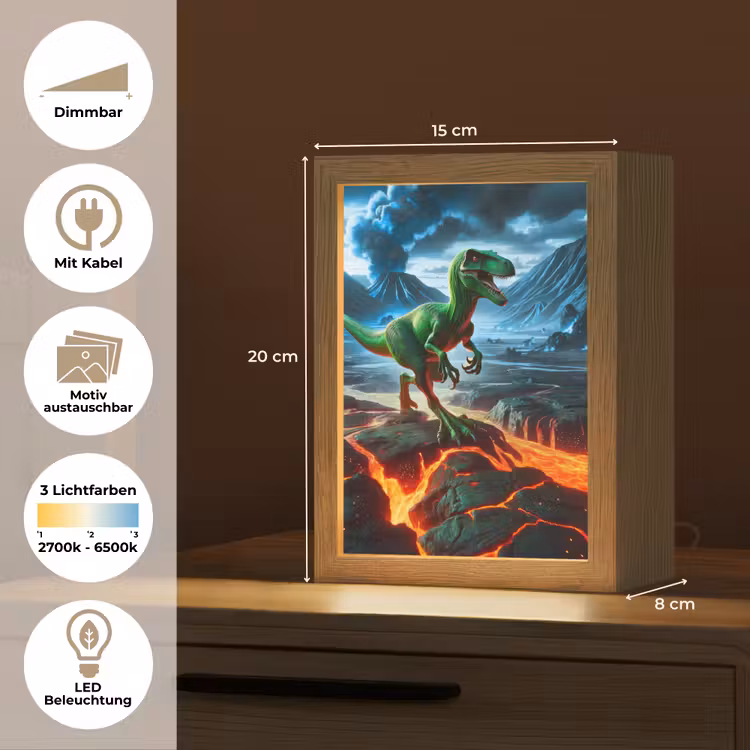 Dino - Lava - Groen - Jongens Light Box met kabel (Kinderlampje) klein -USP_websiteoverzichtDE