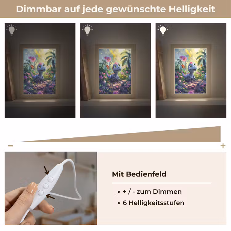 Dino - Paars - Baby - Dinosaurus Light Box met kabel klein -USP_dimbaarDE