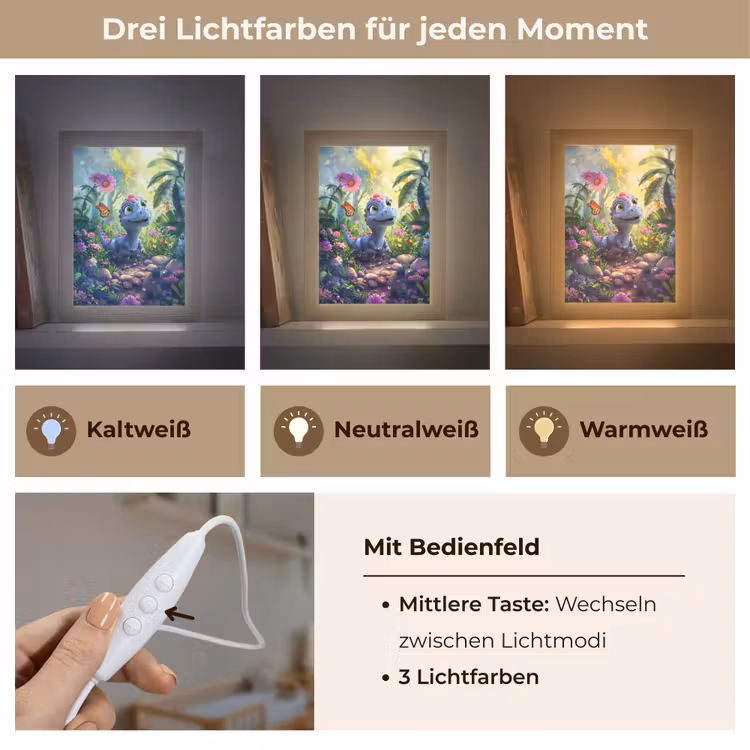 Dino - Paars - Baby - Dinosaurus Light Box met kabel klein -USP_lichtkleurDE