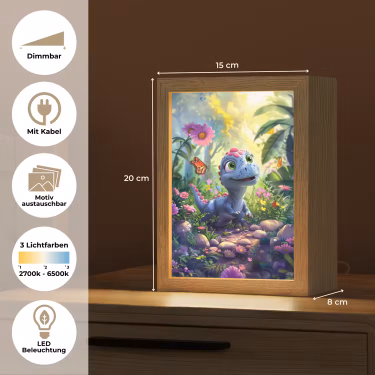 Dino - Paars - Baby - Dinosaurus Light Box met kabel (Kinderlampje) klein -USP_websiteoverzichtDE