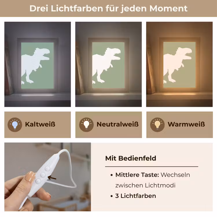 Dino - T-rex - Dinosaurus - Groen - Tyrannosaurus rex Light Box met kabel klein -USP_lichtkleurDE