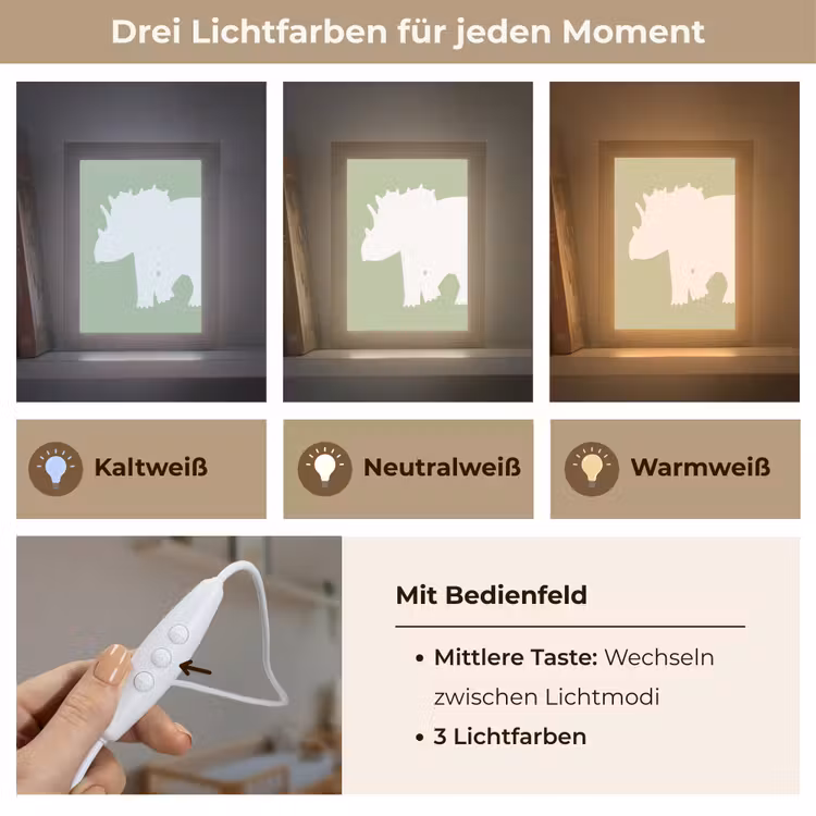 Dino - Triceratops - Dinosaurus - Groen Light Box met kabel klein -USP_lichtkleurDE