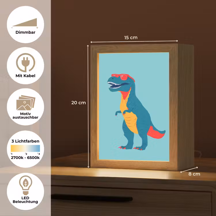 Dinosaurus - Blauw - Zonnebril Light Box met kabel (Kinderlampje) klein -USP_websiteoverzichtDE
