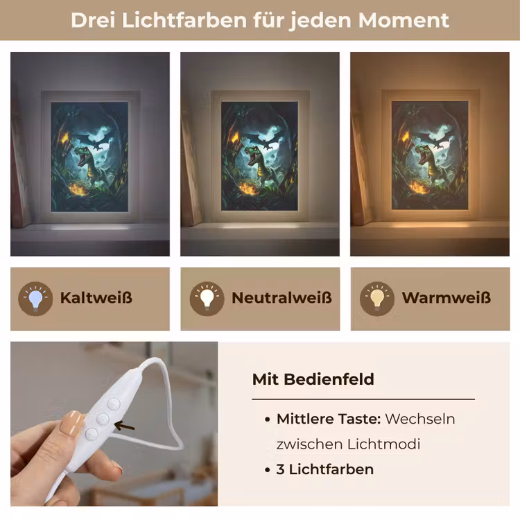 Dinosaurus - Draak - Jungle - Groen Light Box met kabel klein -USP_lichtkleurDE