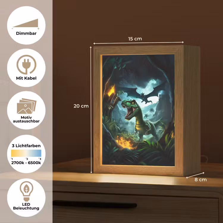Dinosaurus - Draak - Jungle - Groen Light Box met kabel (Kinderlampje) klein -USP_websiteoverzichtDE