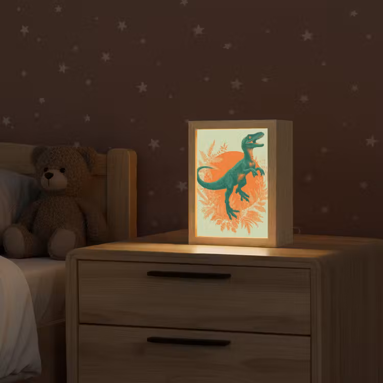 Dinosaurus - Groen - Planten - Cirkel Light Box met kabel klein -sfeer1_kind