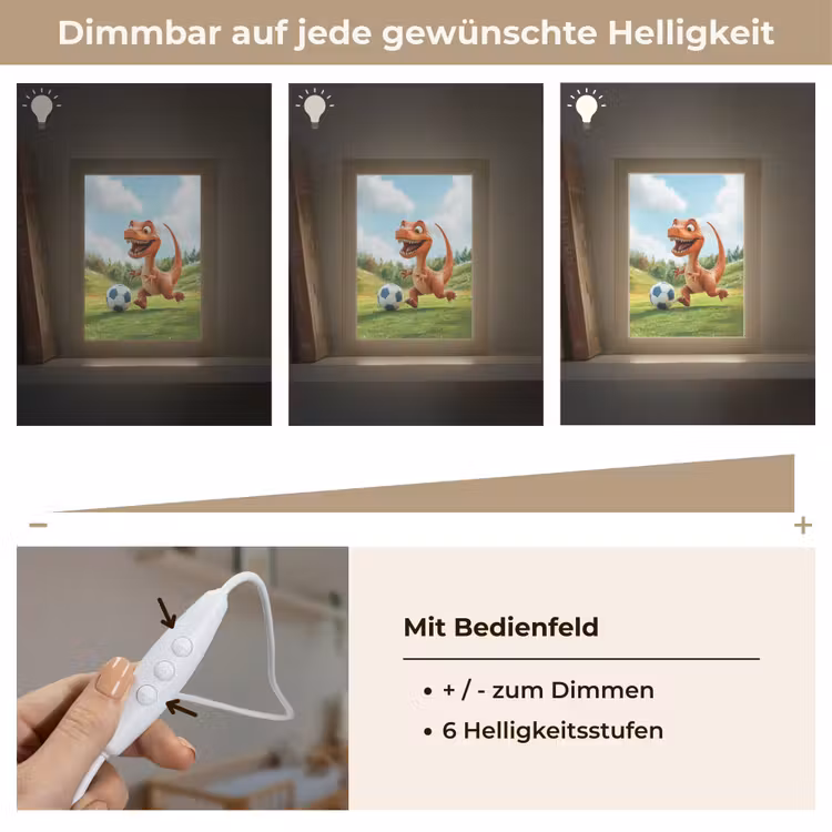 Dinosaurus - Oranje - Cartoon - Voetbal Light Box met kabel klein -USP_dimbaarDE