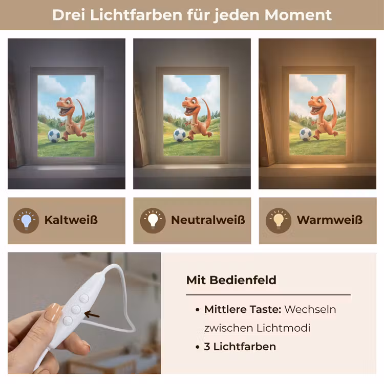 Dinosaurus - Oranje - Cartoon - Voetbal Light Box met kabel klein -USP_lichtkleurDE