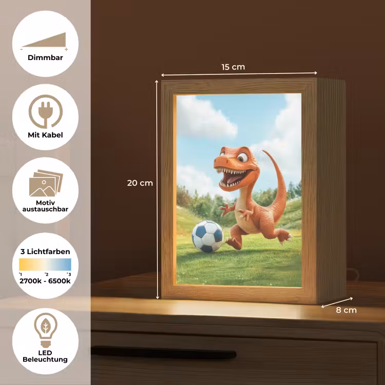 Dinosaurus - Oranje - Cartoon - Voetbal Light Box met kabel (Kinderlampje) klein -USP_websiteoverzichtDE