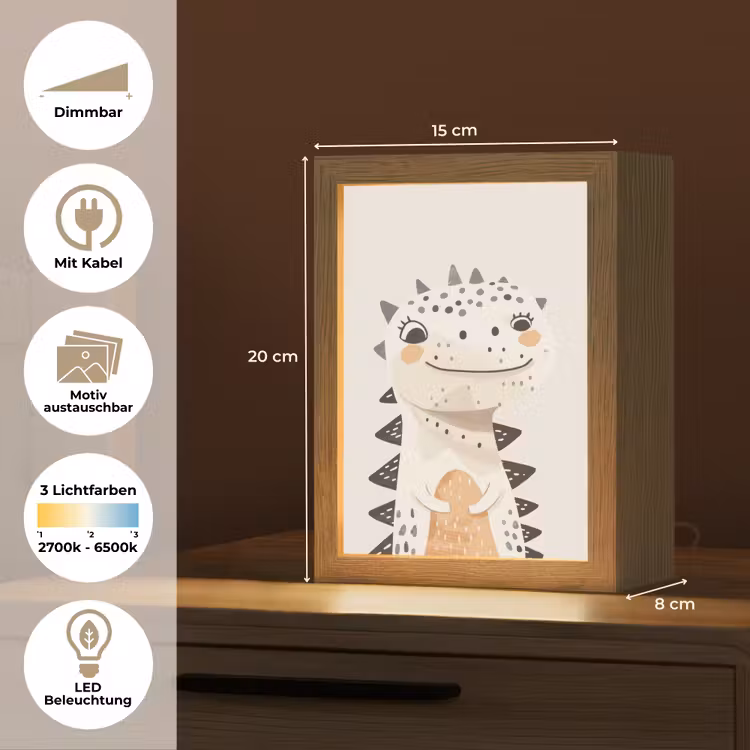 Dinosaurus - Pastel kleuren Light Box met kabel (Kinderlampje) klein -USP_websiteoverzichtDE