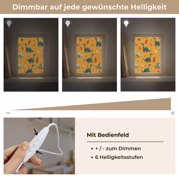 Dinosaurussen - Stekels - Herfstbladeren - Bruin Light Box met kabel klein -USP_dimbaarDE