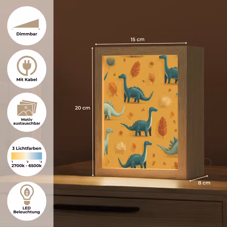 Dinosaurussen - Stekels - Herfstbladeren - Bruin Light Box met kabel (Kinderlampje) klein -USP_websiteoverzichtDE