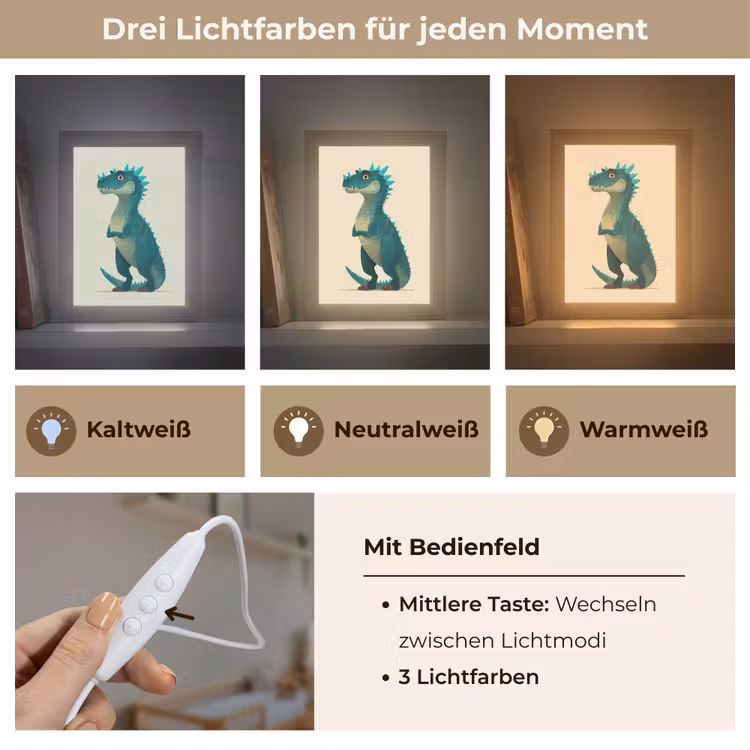 Dinosaurus - Turquoise - Stekels Light Box met kabel klein -USP_lichtkleurDE