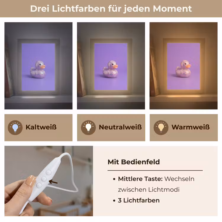 Disco - Eend - Paars Light Box met kabel (Kinderlampje) klein -USP_lichtkleurDE