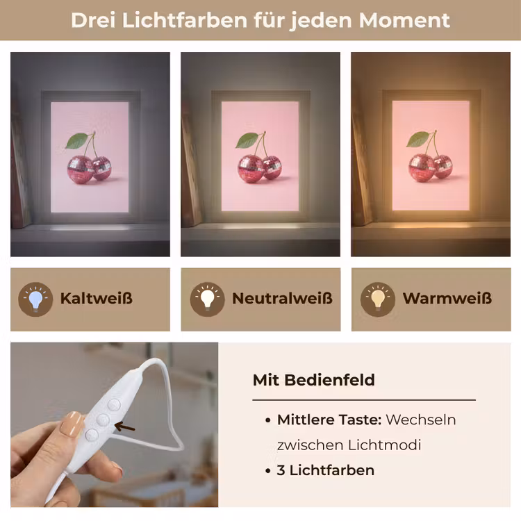 Disco - Kersen - Roze Light Box met kabel (Kinderlampje) klein -USP_lichtkleurDE