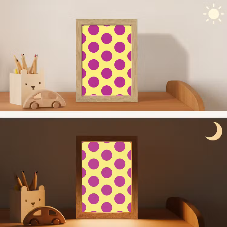 Dots - Klassiek - Geel Light Box met kabel (Kinderlampje) klein 904 -sfeer3_kind