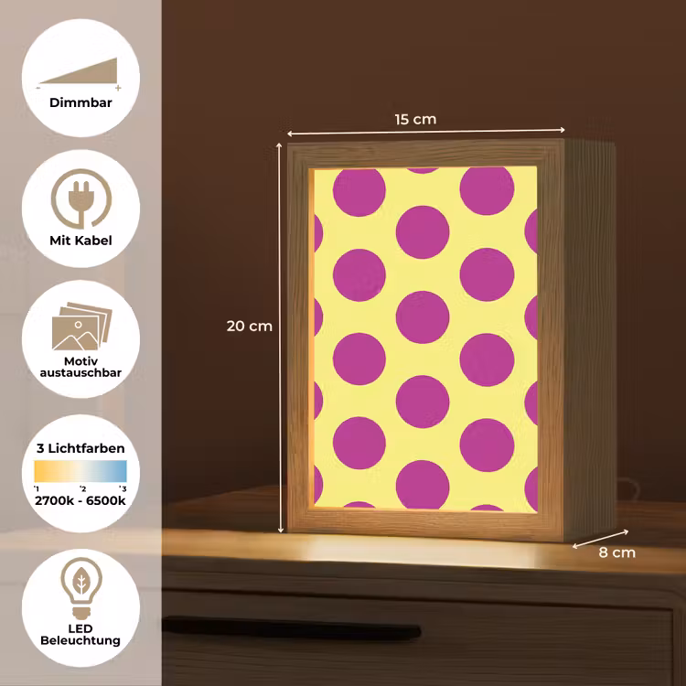 Dots - Klassiek - Geel Light Box met kabel (Kinderlampje) klein 904 -USP_websiteoverzichtDE
