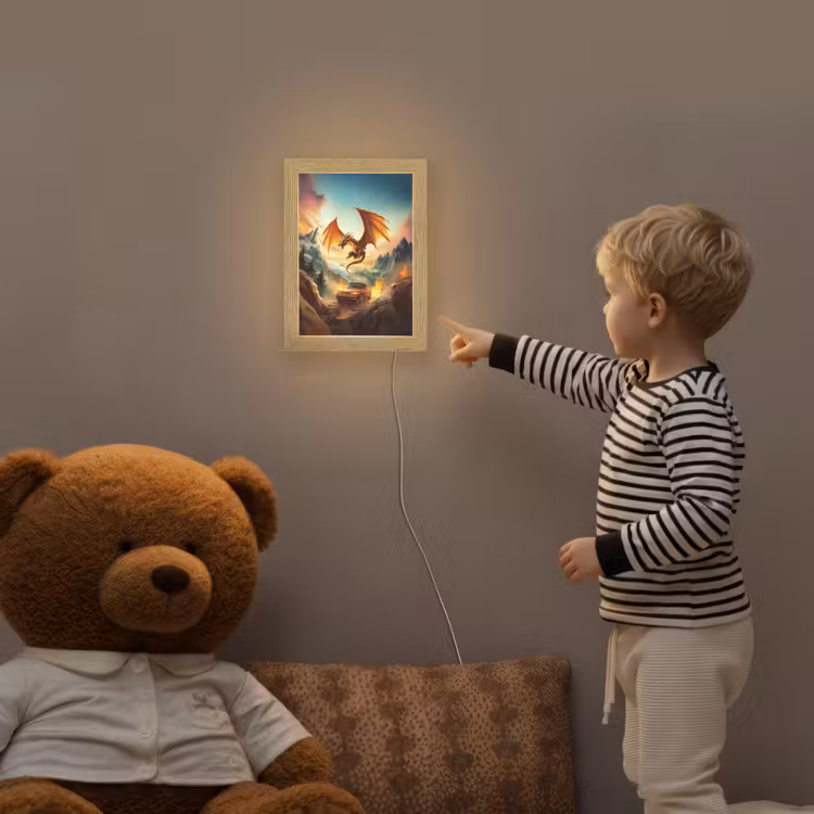 Draak - Auto - Bergen - Vuur Light Box met kabel klein -sfeer4a_kind