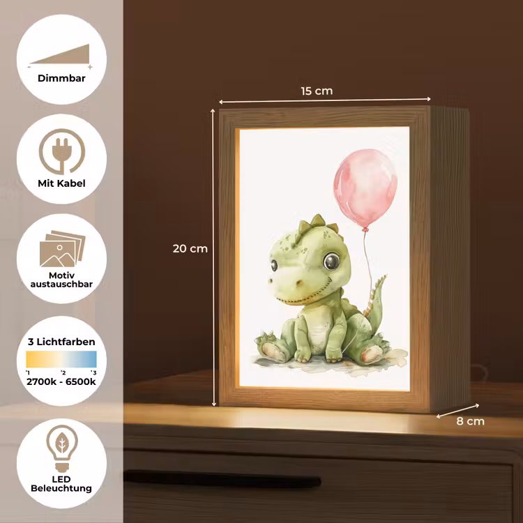 Draak - Baby dier - Roze ballon Light Box met kabel (Kinderlampje) klein -USP_websiteoverzichtDE