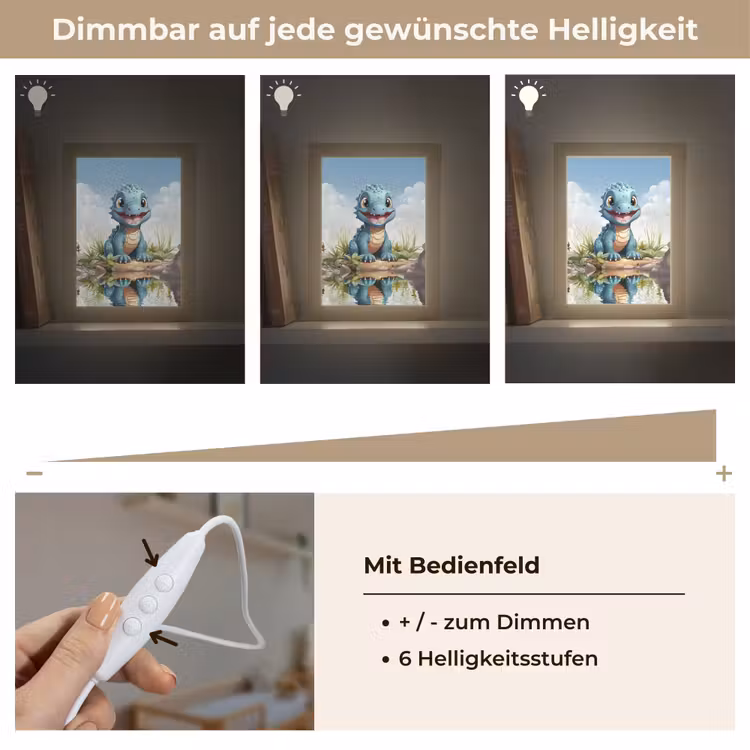 Draak - Blauw - Jongens - Kinderen Light Box met kabel klein -USP_dimbaarDE