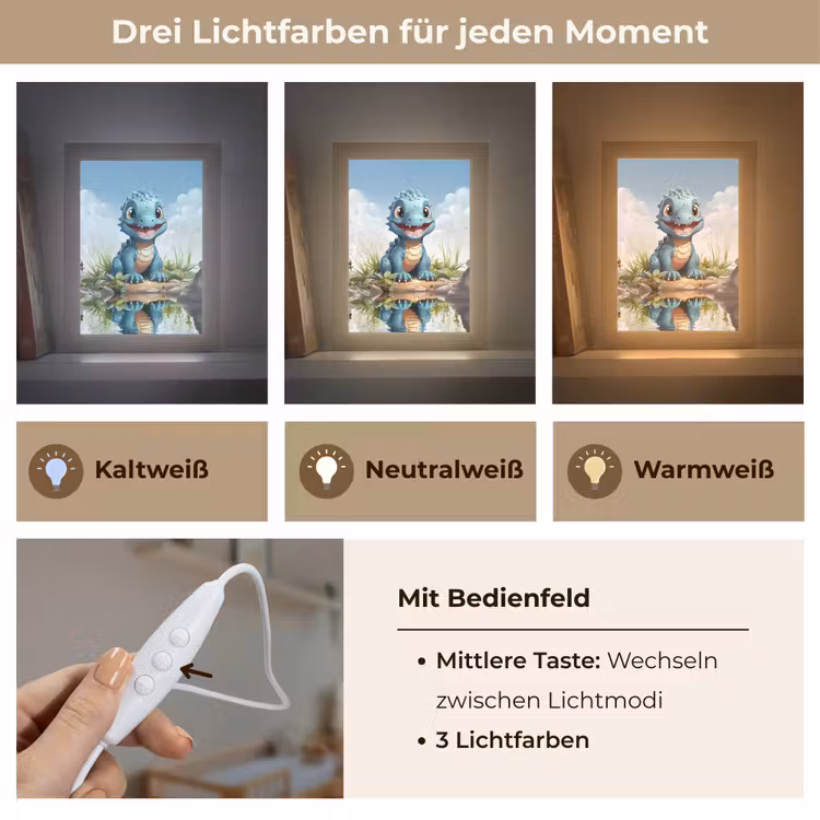 Draak - Blauw - Jongens - Kinderen Light Box met kabel klein -USP_lichtkleurDE