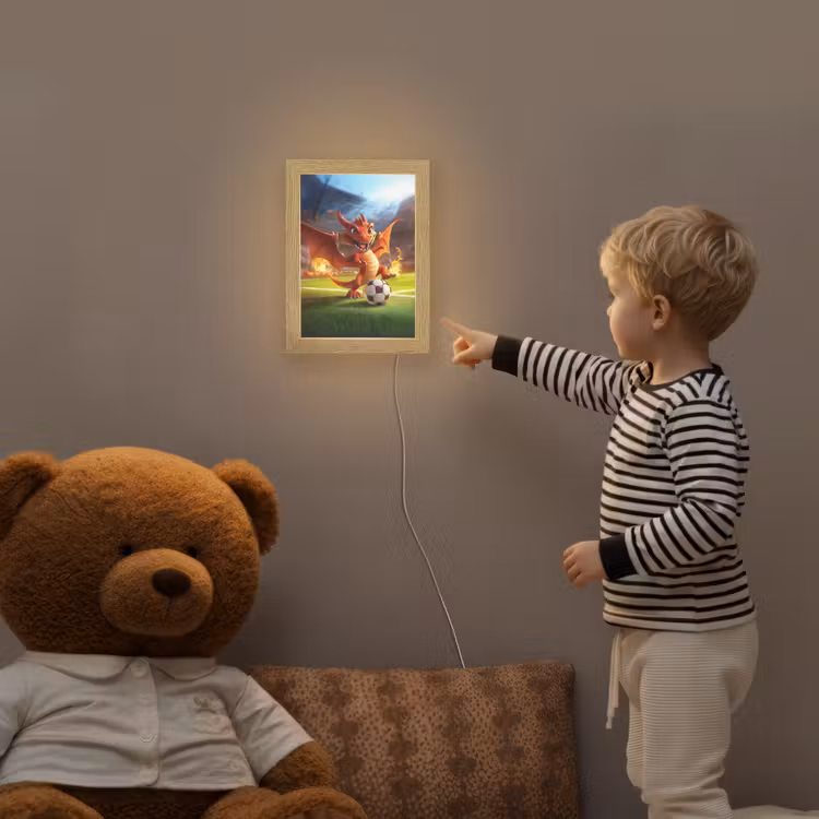 Draak - Voetbal - Vuur - Stadion Light Box met kabel klein -sfeer4a_kind