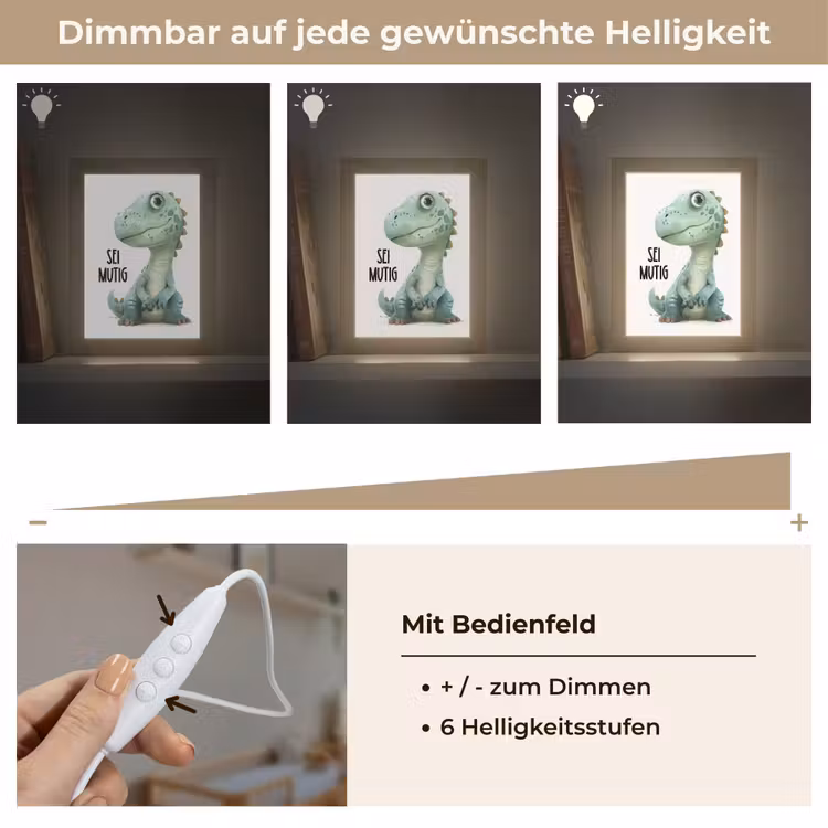 Draak - Wees moedig - Quote Light Box met kabel klein -USP_dimbaarDE