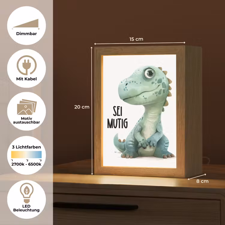 Draak - Wees moedig - Quote Light Box met kabel (Kinderlampje) klein -USP_websiteoverzichtDE