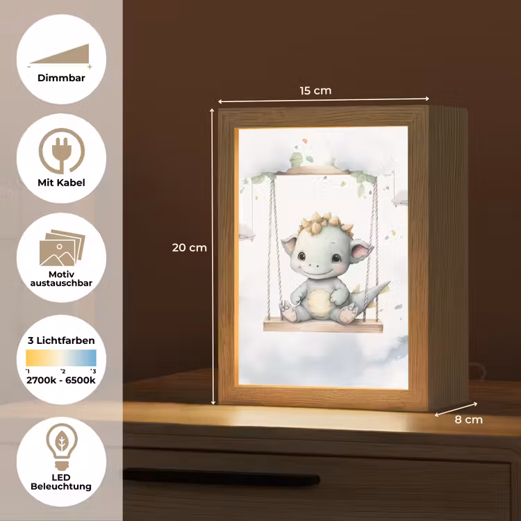 Draak - Baby dier - Kinderen Light Box met kabel (Kinderlampje) klein -USP_websiteoverzichtDE