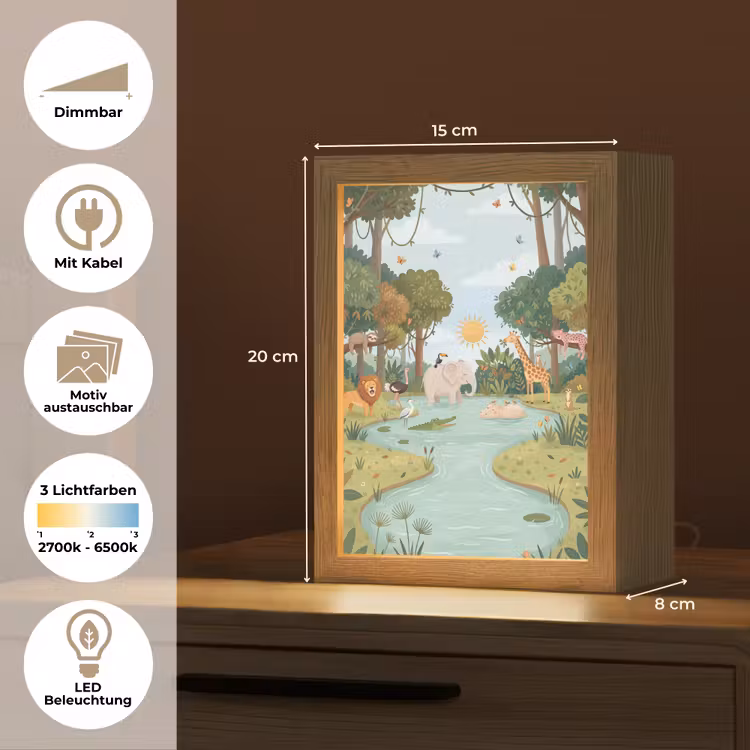 Jungle - Oase - Dieren - Kleurrijk Light Box met kabel (Kinderlampje) klein -USP_websiteoverzichtDE