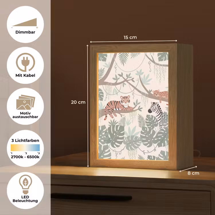 Jungle - Rustiek - Pastel Light Box met kabel (Kinderlampje) klein -USP_websiteoverzichtDE