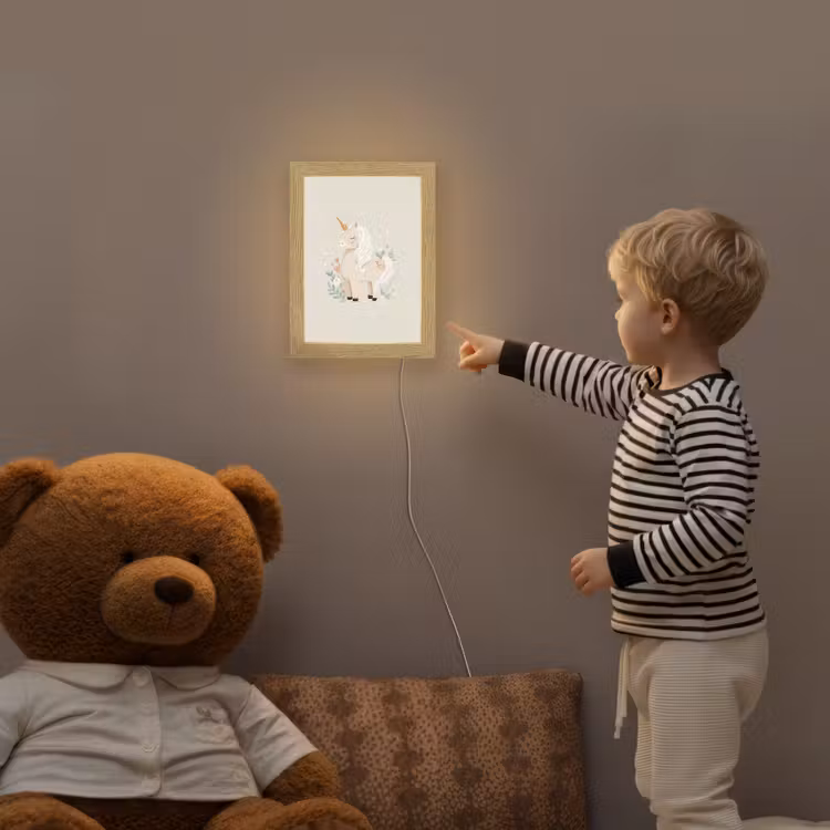 Eenhoorn - Bloemen - Beige Light Box met kabel klein -sfeer4a_kind