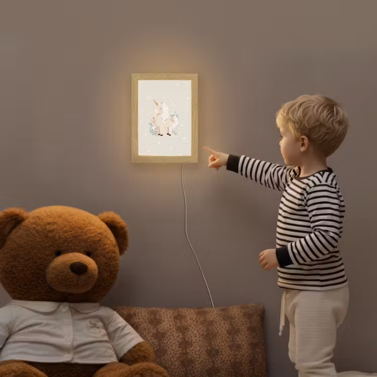 Eenhoorn - Bloemen - Stippen Light Box met kabel klein -sfeer4a_kind