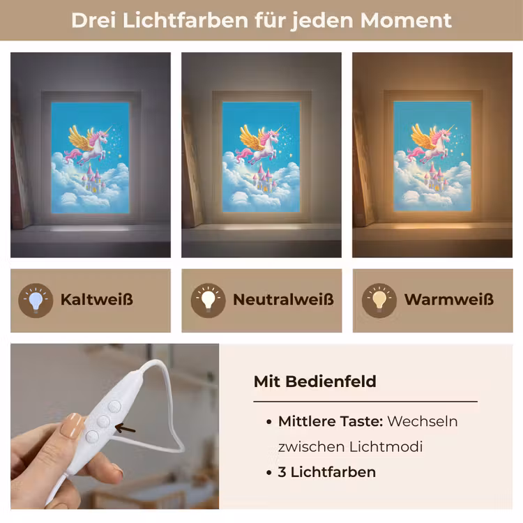 Eenhoorn - Fantasie - Kasteel Light Box met kabel klein -USP_lichtkleurDE
