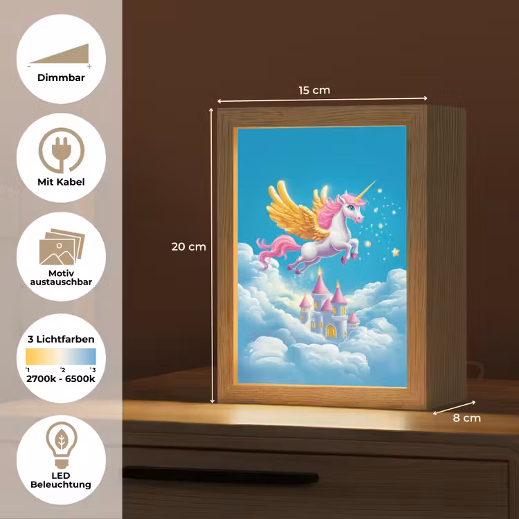 Eenhoorn - Fantasie - Kasteel Light Box met kabel (Kinderlampje) klein -USP_websiteoverzichtDE