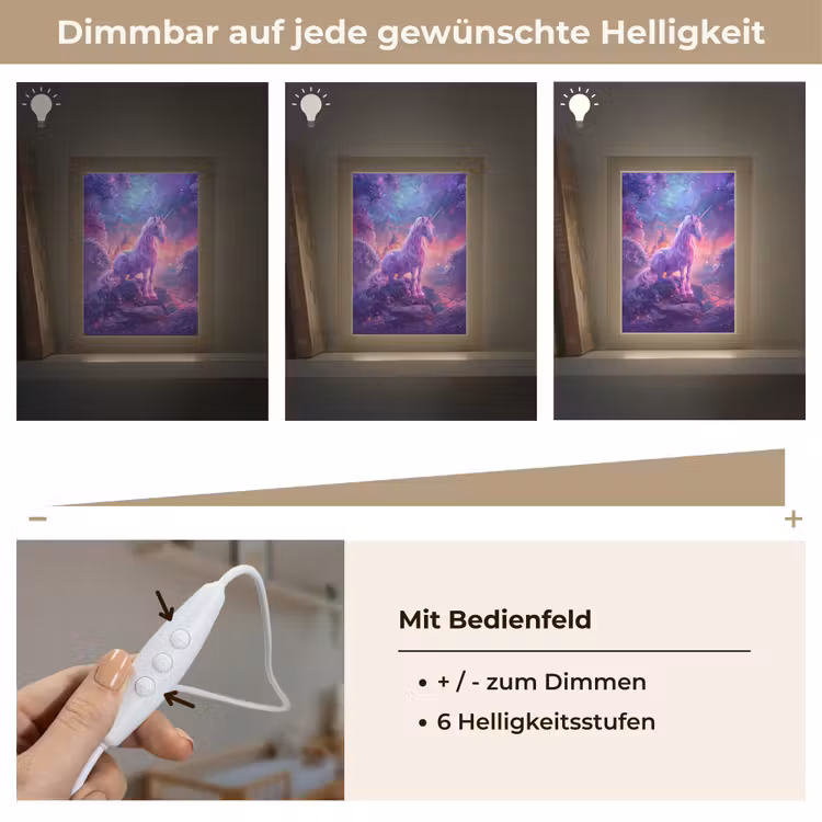 Eenhoorn - Fantasy - Kasteel - Meisje - Paars - Roze Light Box met kabel klein -USP_dimbaarDE