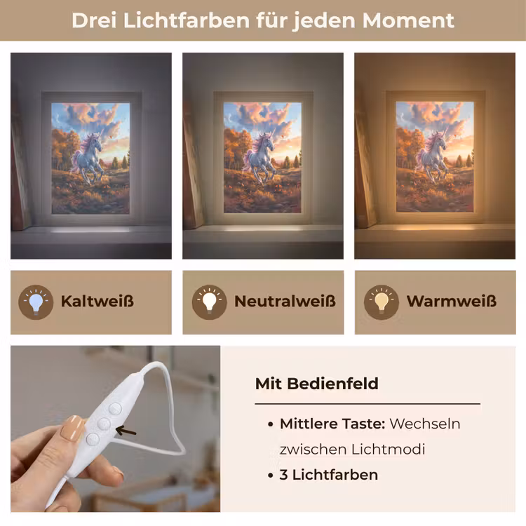 Eenhoorn - Sprookjes dier - Natuur - Meisjes Light Box met kabel klein -USP_lichtkleurDE